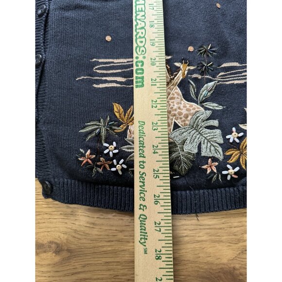 Alfred Dunner Safari Giraffe Sequin Embroidered‎ 2 Piece Cardigan Sweater XL VTG - Picture 4 of 11